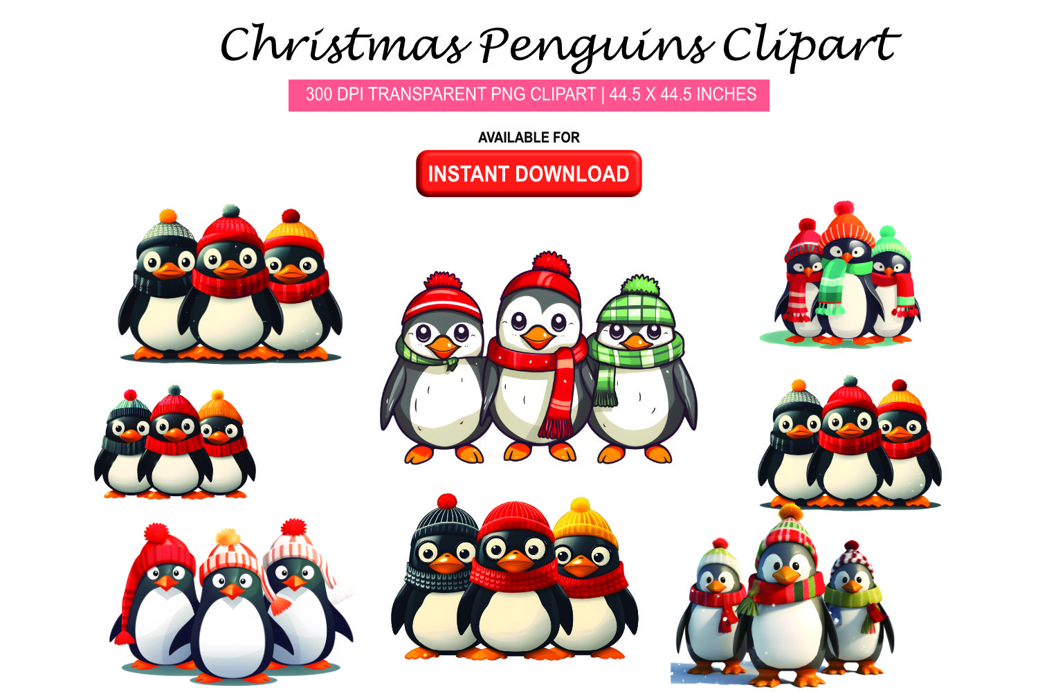 Penguins Christmas Clipart