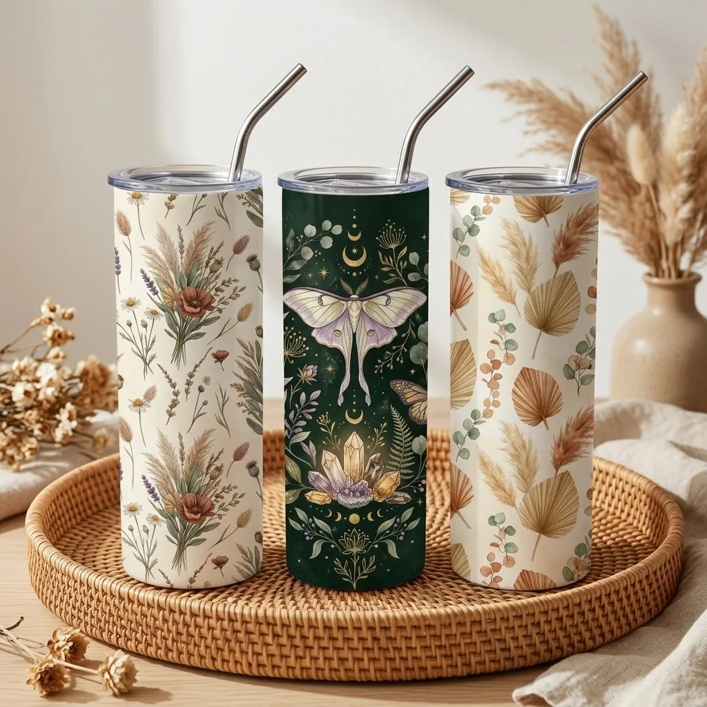 Boho Earth Tone Tumbler Wraps โ 10 Designs preview 2