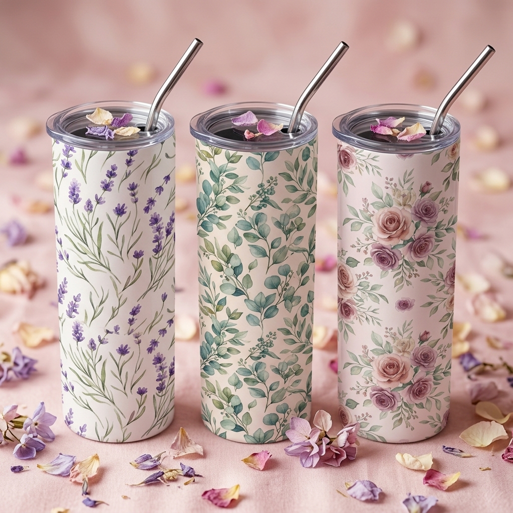 Watercolor Floral Tumbler Wraps โ 10 Designs preview 2