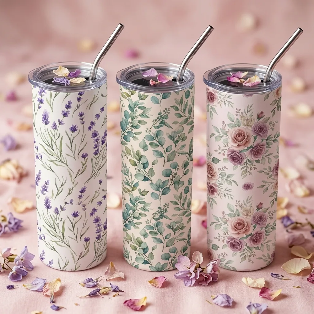 Watercolor Floral Tumbler Wraps โ 10 Designs preview 2